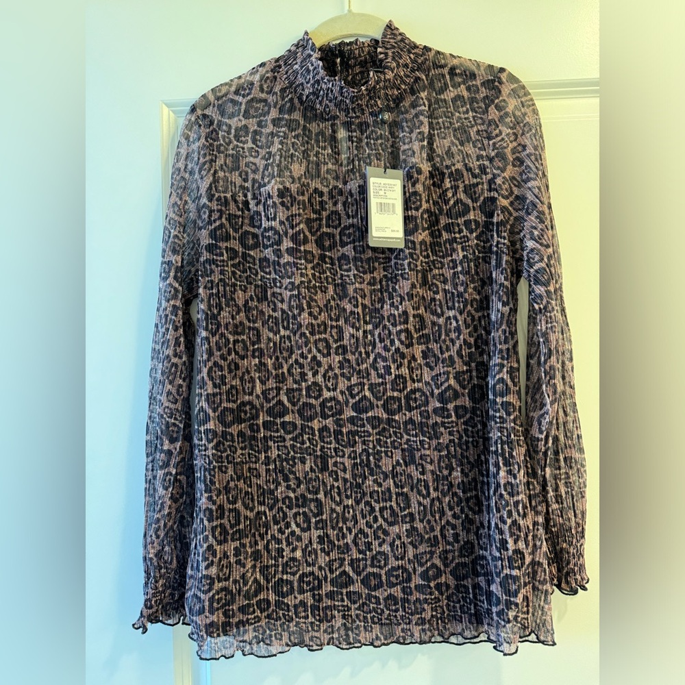 NWT/ NEVER WORN Adrianna Papell Chiffon Cheetah Print Blouse